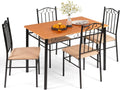 Giantex 5-Piece Dining Set for 4, Modern Wood Kitchen Table with Upholstered Chair, Space-Saving Dinner Table Set for Dinette, Restaurant, Living Dining Room Furniture