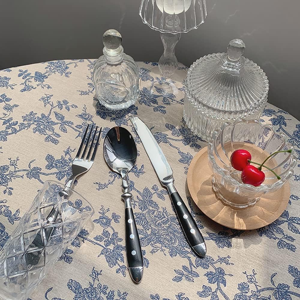 16-piece Flatware Set With Rivet Handle, 304 Stainless Steel Silverware Set,Black Polka Dot Kitchen Utensils Set, Mirror Polished, Dishwasher Safe, Suitable for 4 People (16pcs)
