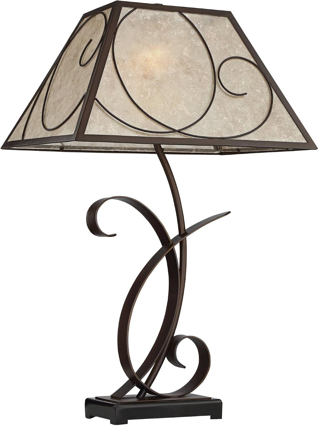 Franklin Iron Works Teri Rustic Farmhouse Country Cottage Core 3-Way Table Lamp 27' Tall with Dimmer and USB Charging Port Brown Metal Floral Light Mica Tapered Shade for Bedroom Living Room