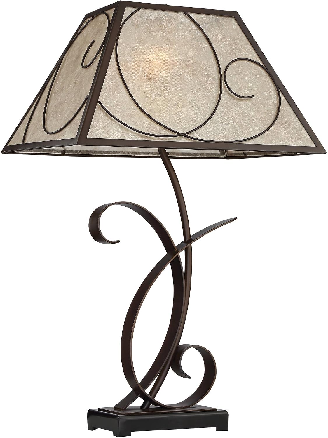 Franklin Iron Works Teri Rustic Farmhouse Country Cottage Core 3-Way Table Lamp 27' Tall with Dimmer and USB Charging Port Brown Metal Floral Light Mica Tapered Shade for Bedroom Living Room