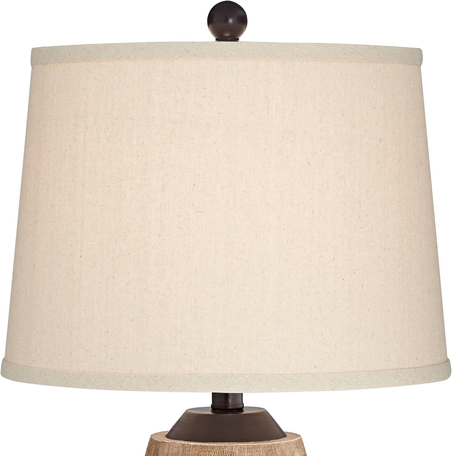 John Timberland Parker Rustic Farmhouse Table Lamps 28.5' Tall Set of 2 with USB Port Hammered Oil Rubbed Bronze Wood Accents Oatmeal Tapered Drum Shade for Cottage Core Living Room Bedroom Bedside