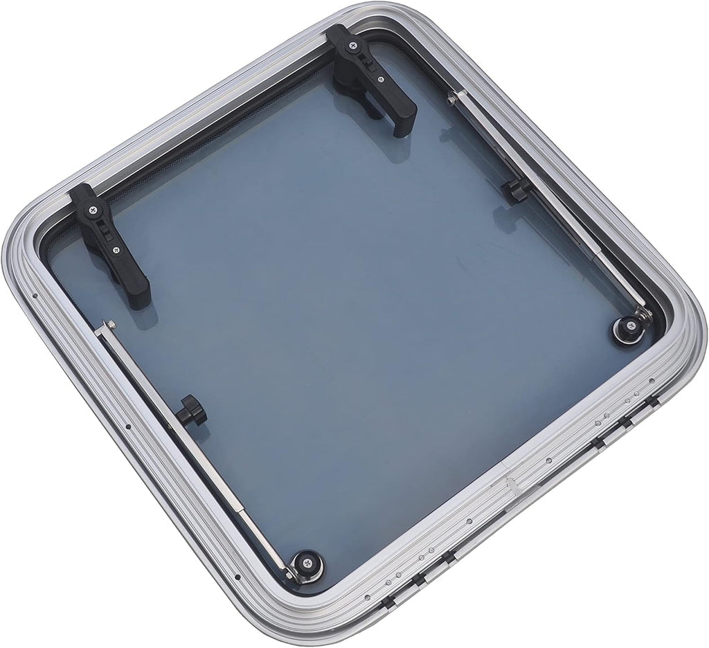 Square Deck Hatch/Marine Hatch Porthole - Anodized Aluminum Hatch with Tempered Glass for Boat/Yacht/RV
