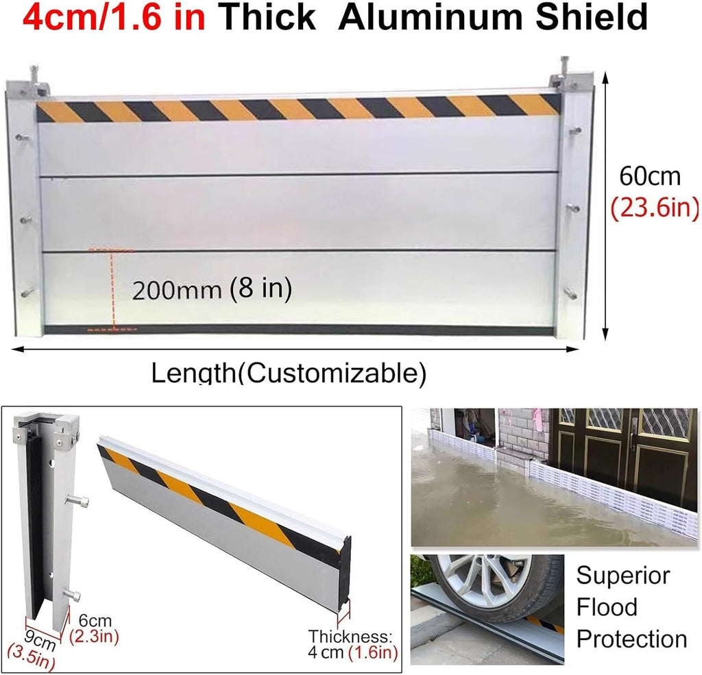 Outside Mount Door Flood Barrier Shield, Garage Door Flooding Control Baffle Threshold Kit, Warehouse Basement Factory Driveway Anti-Flood Wall Dams, Customi(Size:H 60cm(23.6 in),Color:L95cm(37.4in))