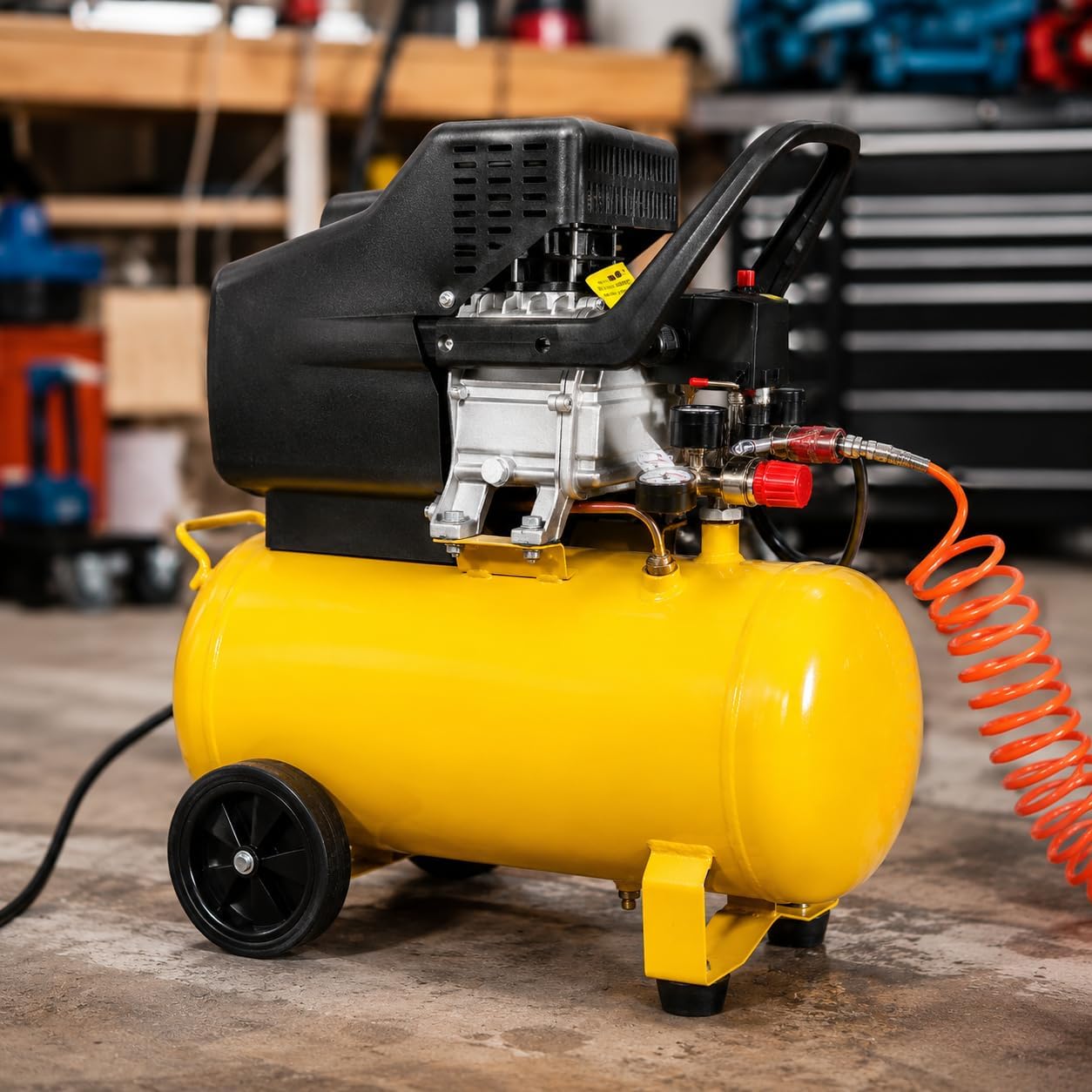 Stark USA 3.5HP 10 Gallons Air Compressor Tank Ultra Quiet Horizontal Tank Adjustable Pressure Ideal for DIY, Home & Garage Applications, 8.37 CFM