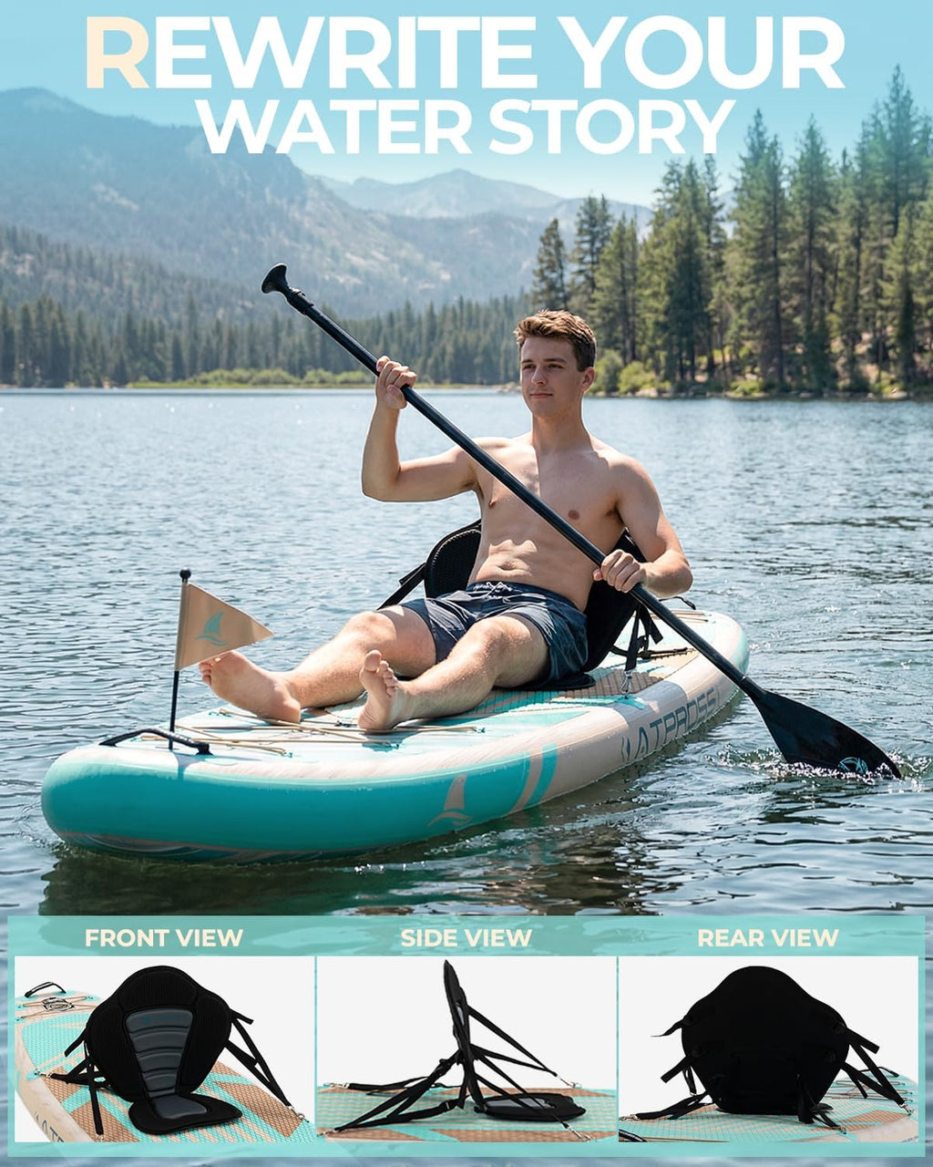 10'6''x33''Inflatable Stand Up Paddle Board, 400lbs Extra Wide Stand Up Paddleboard with Kayak Seat, Anti-Slip EVA Deck Premium SUP Accessories Kit, Non-Slip Stable Deck Boat
