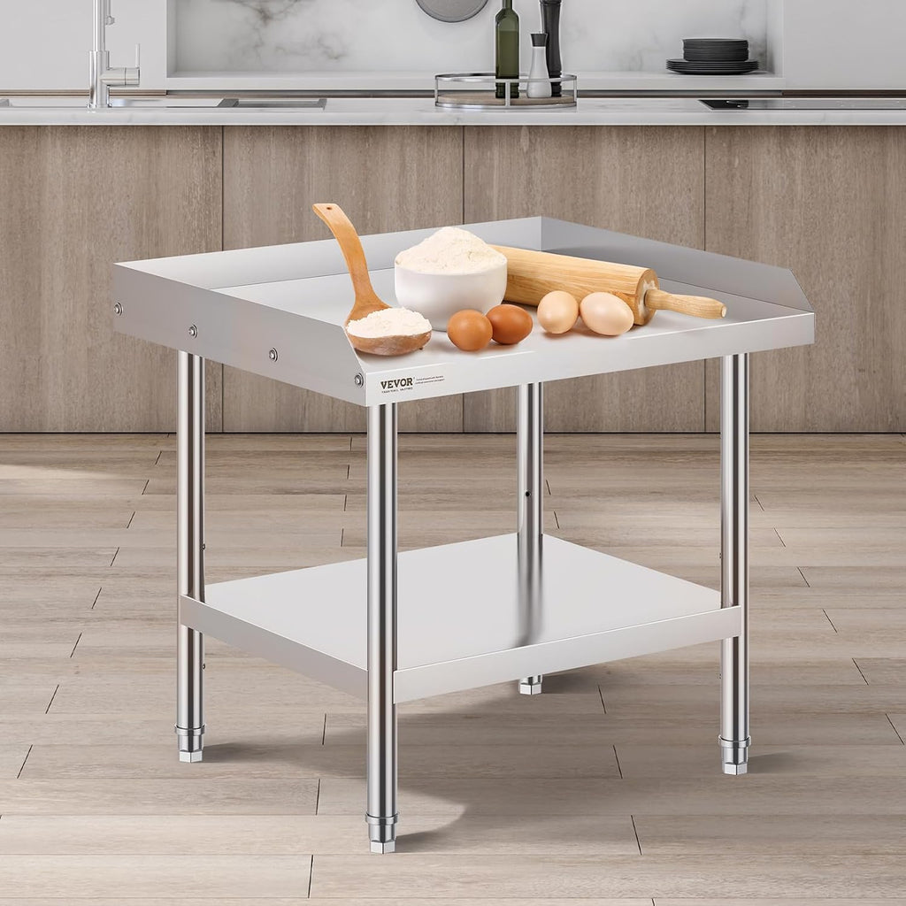 VEVOR Stainless Steel Equipment Grill Stand, 24 x 28 x 26 Inches Stainless Table, Grill Stand Table with Adjustable Storage Undershelf, Equipment Stand Grill Table for Hotel, Home, Restaurant Kitchen