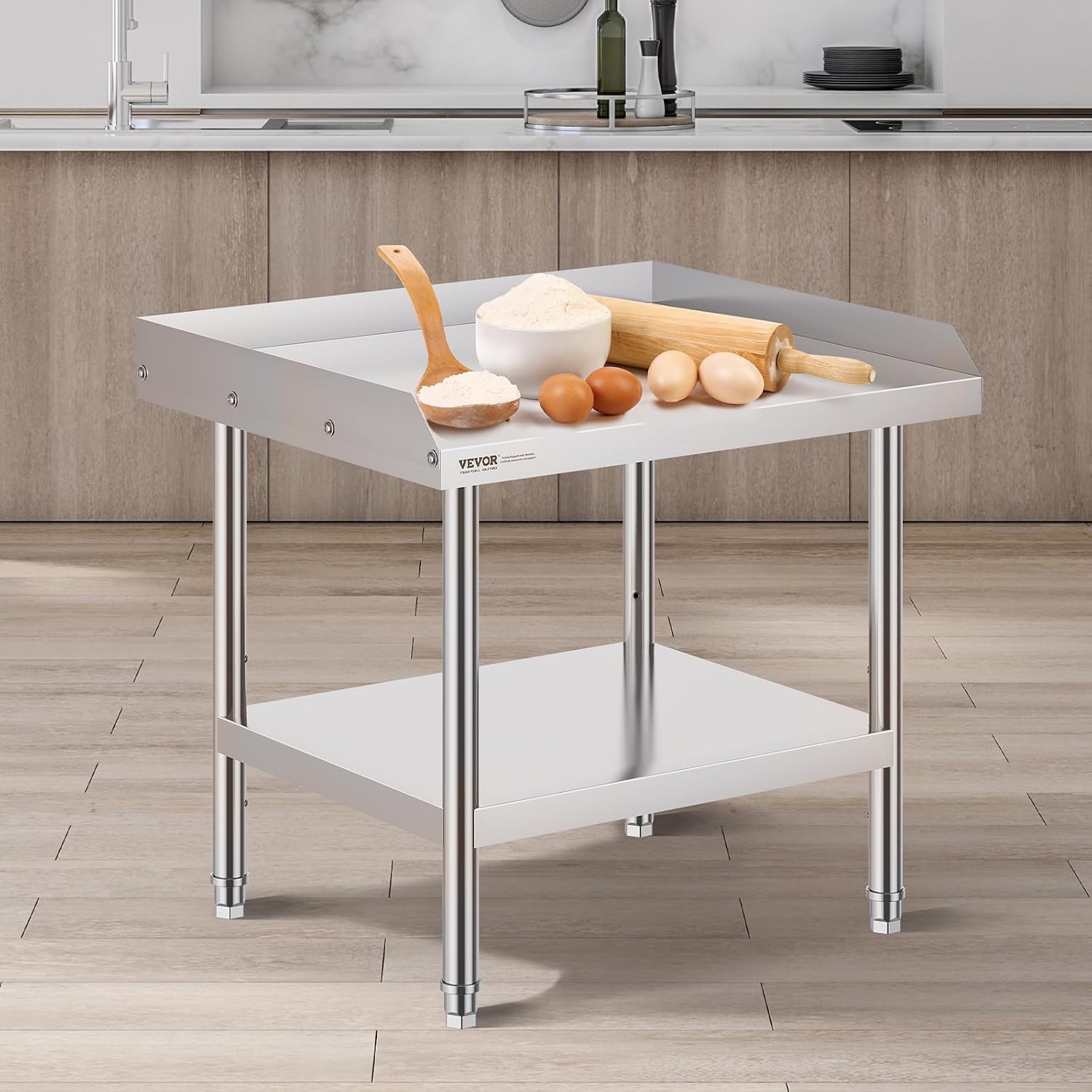 VEVOR Stainless Steel Equipment Grill Stand, 24 x 28 x 26 Inches Stainless Table, Grill Stand Table with Adjustable Storage Undershelf, Equipment Stand Grill Table for Hotel, Home, Restaurant Kitchen