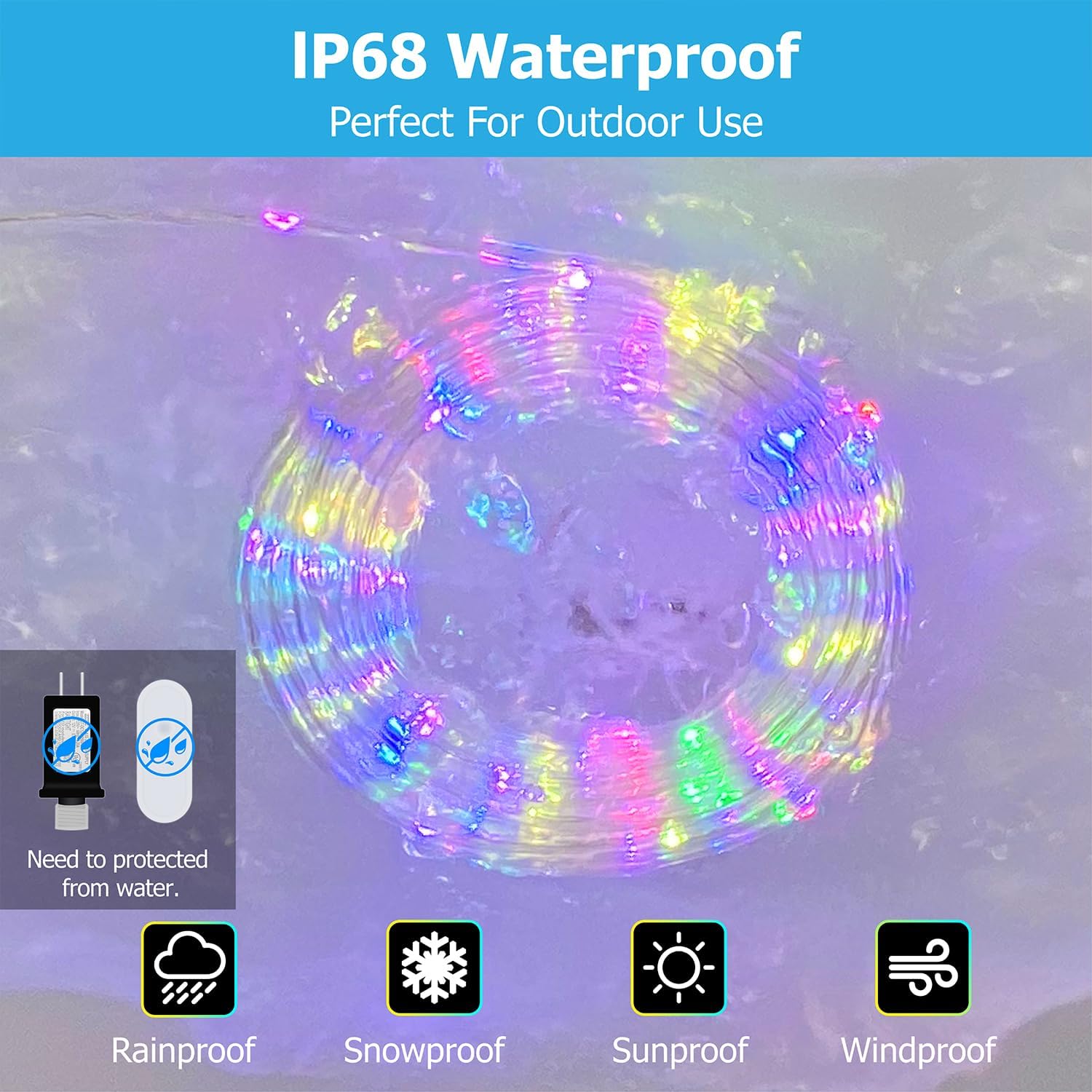 200ft LED Rope Lights for Outside, 25 Colors IP68 Waterproof, Dimmable Warm White RGB Outdoor String Lights, Red White Blue for Memorial Day Patriotic Decorations, Fairy Lights for Indoor Bedroom