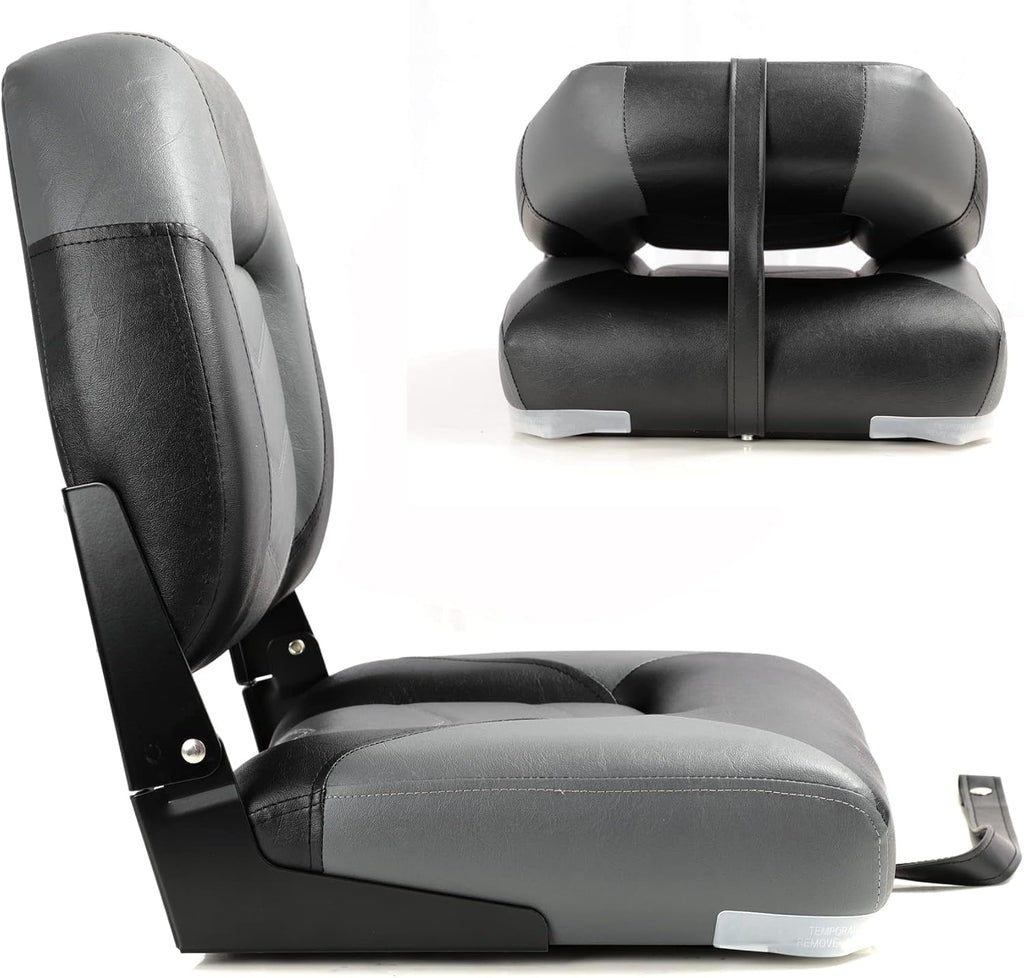 NORTHCAPTAIN S1 Deluxe A Pair of Marine High Back/Low Back Folding Fishing Boat Seat for Fishing, Bass/Jon/Pontoon Boat Chairs, 4 Mounting Screws Included