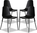 Poly & BARK Isla Modern Kitchen Chairs Set of 4 - Plastic Dining Chair with Metal Legs - Quick Assembly Simple Cafe Chairs Plastic for Indoor or Outdoor - Ebony Black