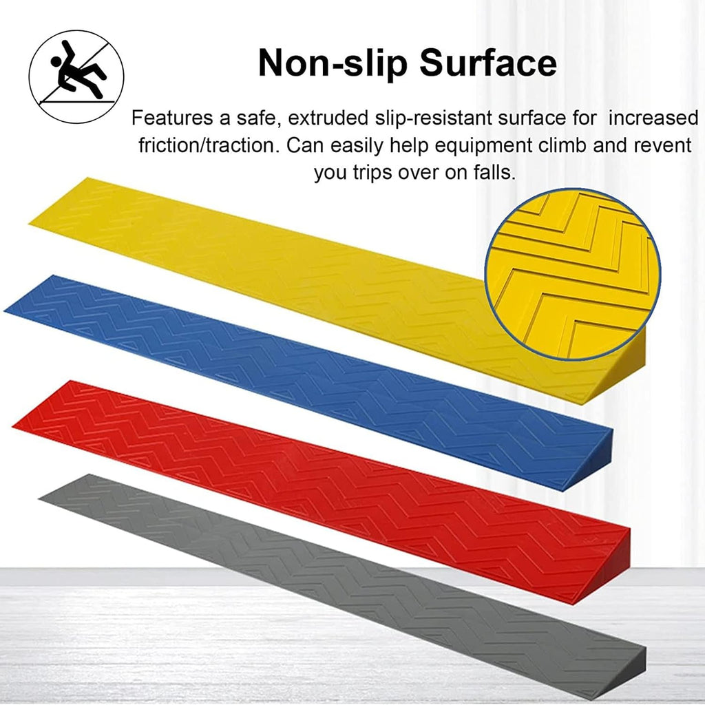Threshold Ramps for Wheelchairs for Home, Portable Doorways Ramps Indoor Non-Slip Plastic Curb Ramp for Entry Indoor/Outdoor,Yellow-39.4 * 2.8 * 0.6in