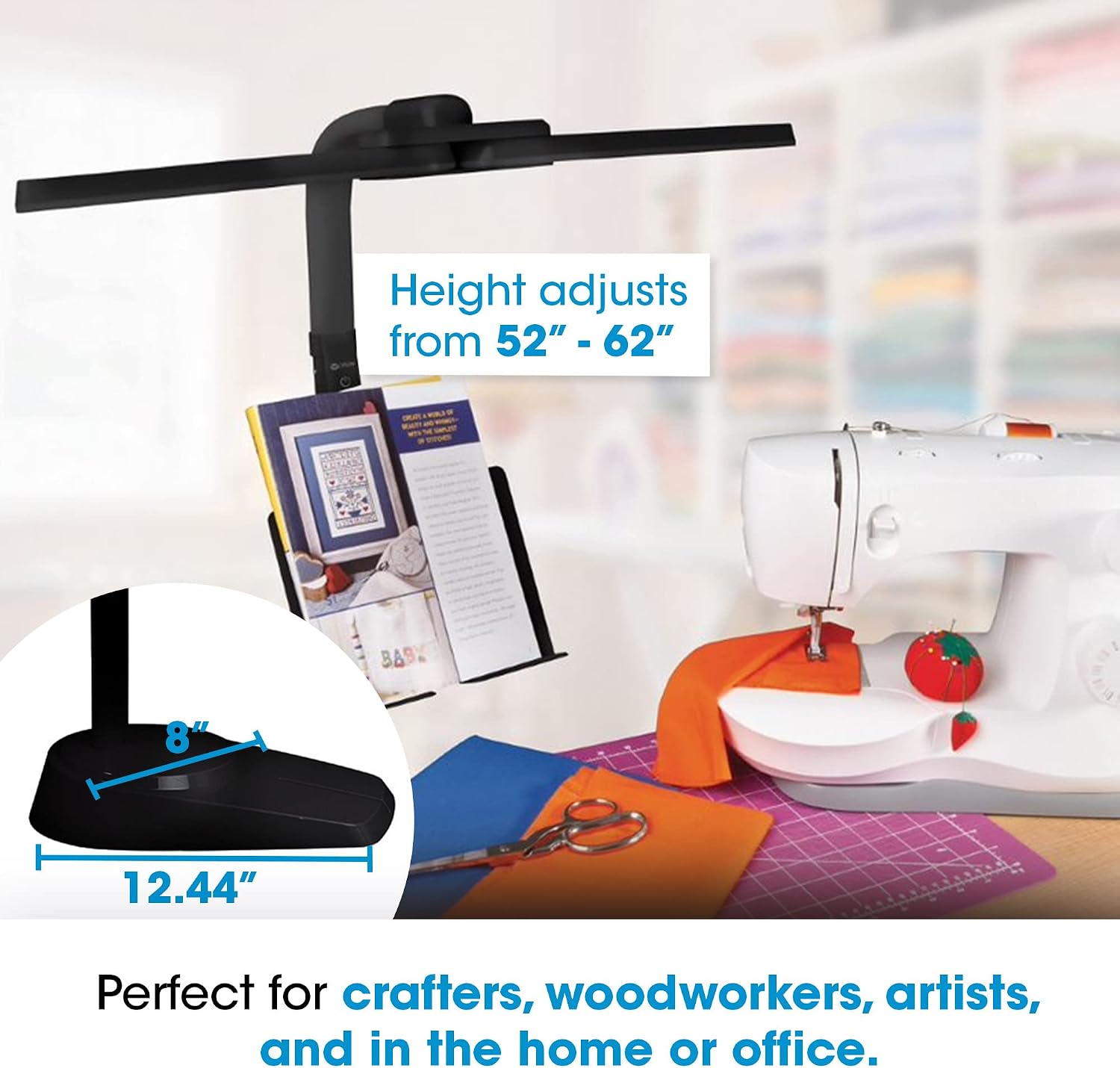 OttLite Dual Shade LED Standing Floor Lamp with Adjustable Stand - Wide Range of Illumination with Built-in 2.1A USB Charging Port and Flexible Neck - 4 Brightness Settings for Reading & Studying