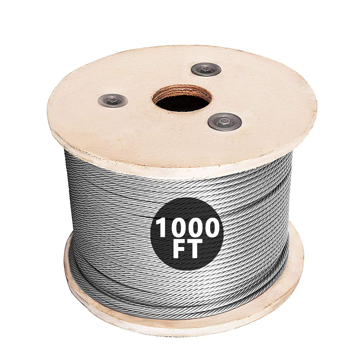 1000FT 1/8' T316 Stainless Steel Cable with Aircraft Cable for Deck Railing, Stainless Steel Wire Rope, 1 x 19 Strands Construction for DIY Balustrade