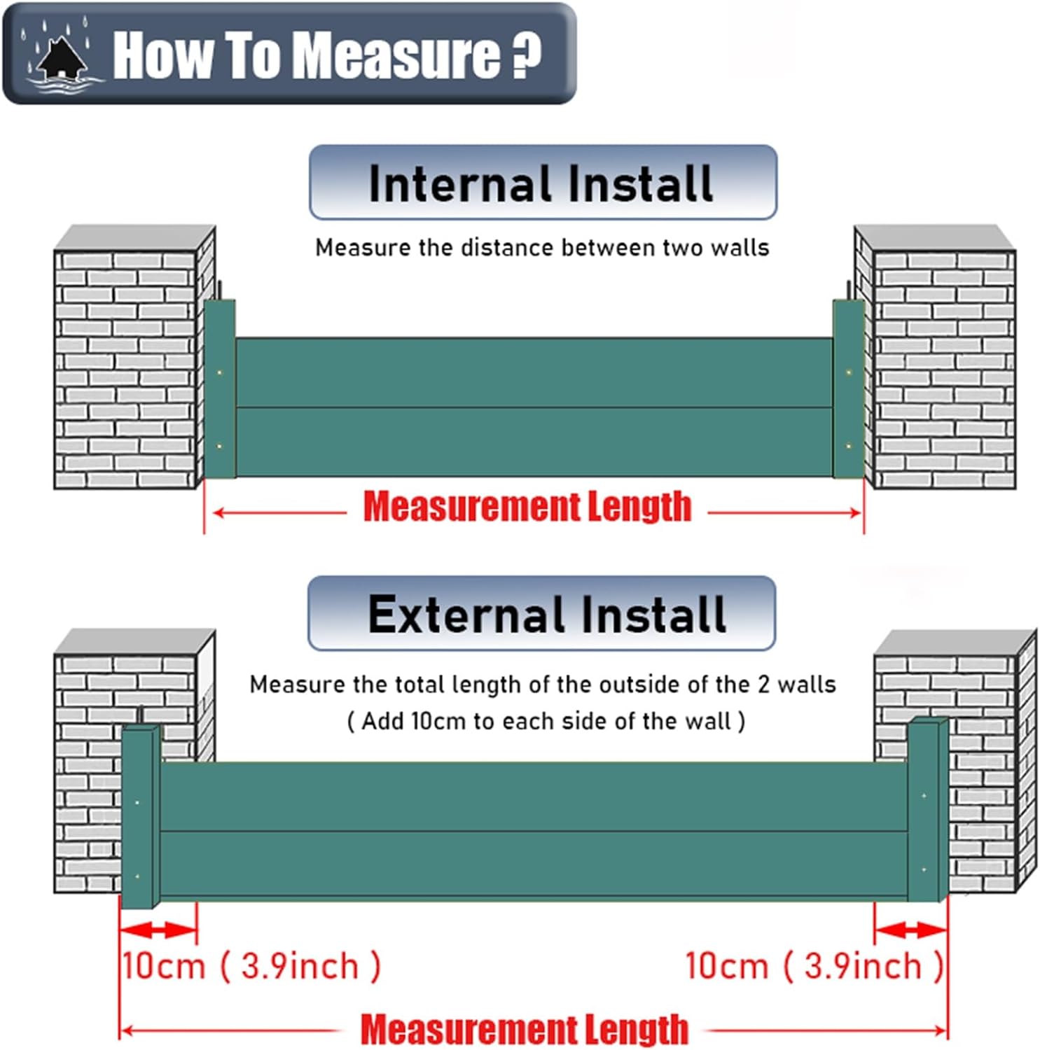 100cm Tall Yard Gate Flood Defense Barrier, Outside Anti-Flood Fence Detachable Unit Module Design, Reusable Flood Control Barrier for Doorway Entrance, Aluminum Flood Prevention Board(Color:W-2.7ft/8