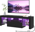 HOOBRO LED TV Stand with Power Outlets to 65 inch TV, Gaming Entertainment Center with Glass Shelves and Large Drawer, Modern Media TV Console Table for Living Room Bedroom, Black BB14UDDS01G1