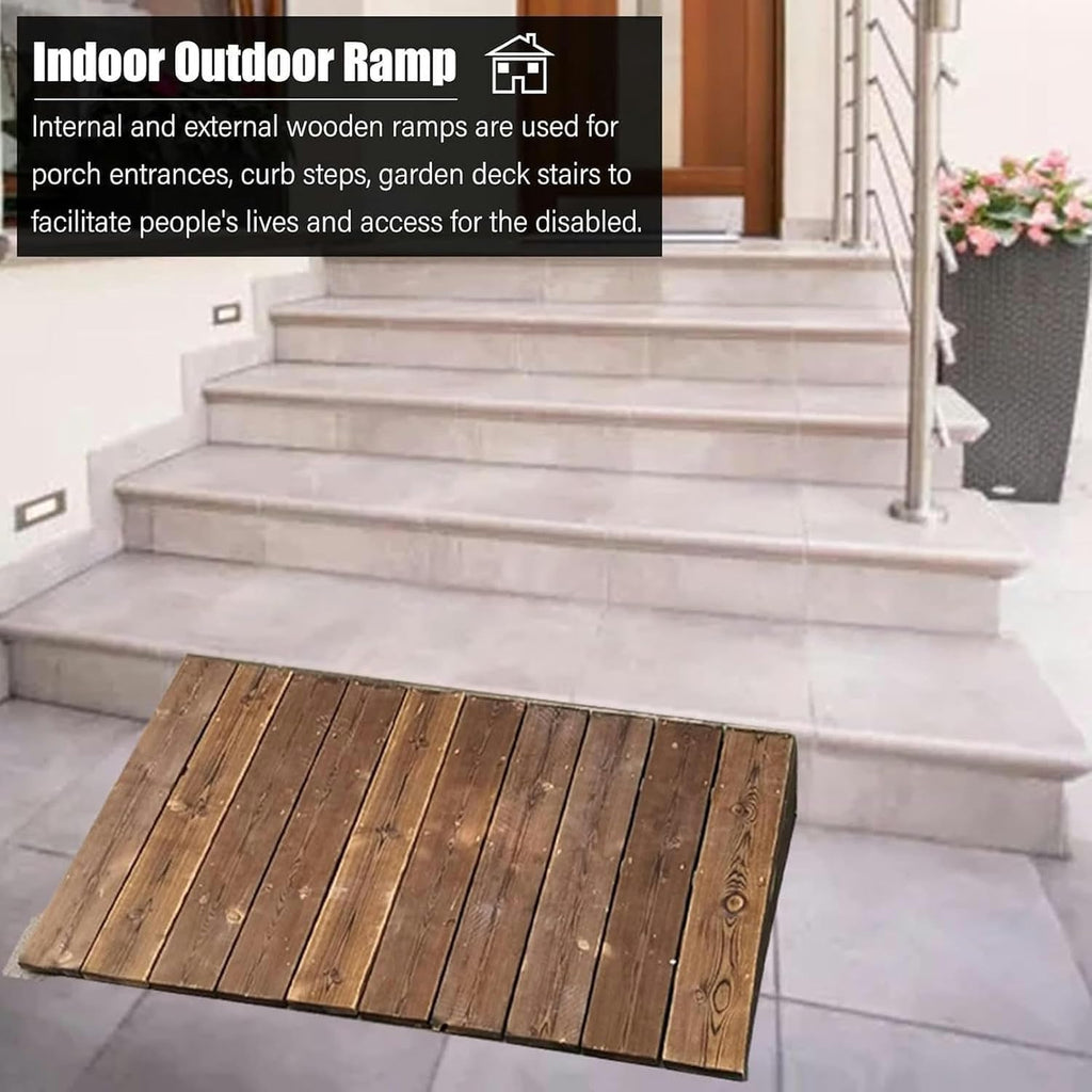 Threshold Ramp, Curb Ramp, Doorway Ramp for Elderly, Wooden Threshold Ramp Rise Portable Slope for Wheelchairs Walker Entrance