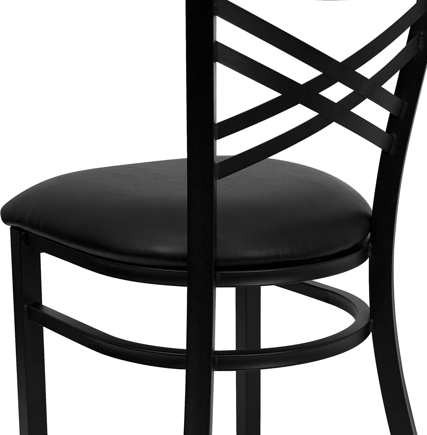 Flash Furniture Hercules Series 'X' Back Metal Restaurant Chair, Modern Upholstered Armless Dining Chair for Restaurants and Kitchens, Black