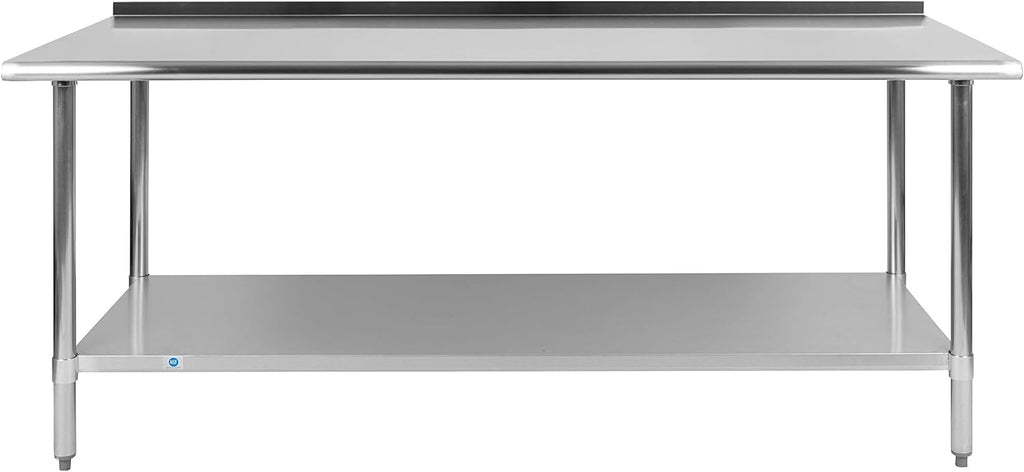 Flash Furniture Reader Stainless Steel 18 Gauge Prep and Work Table with 1.5' Backsplash and Undershelf - NSF Certified - 72'W x 30'D x 36'H