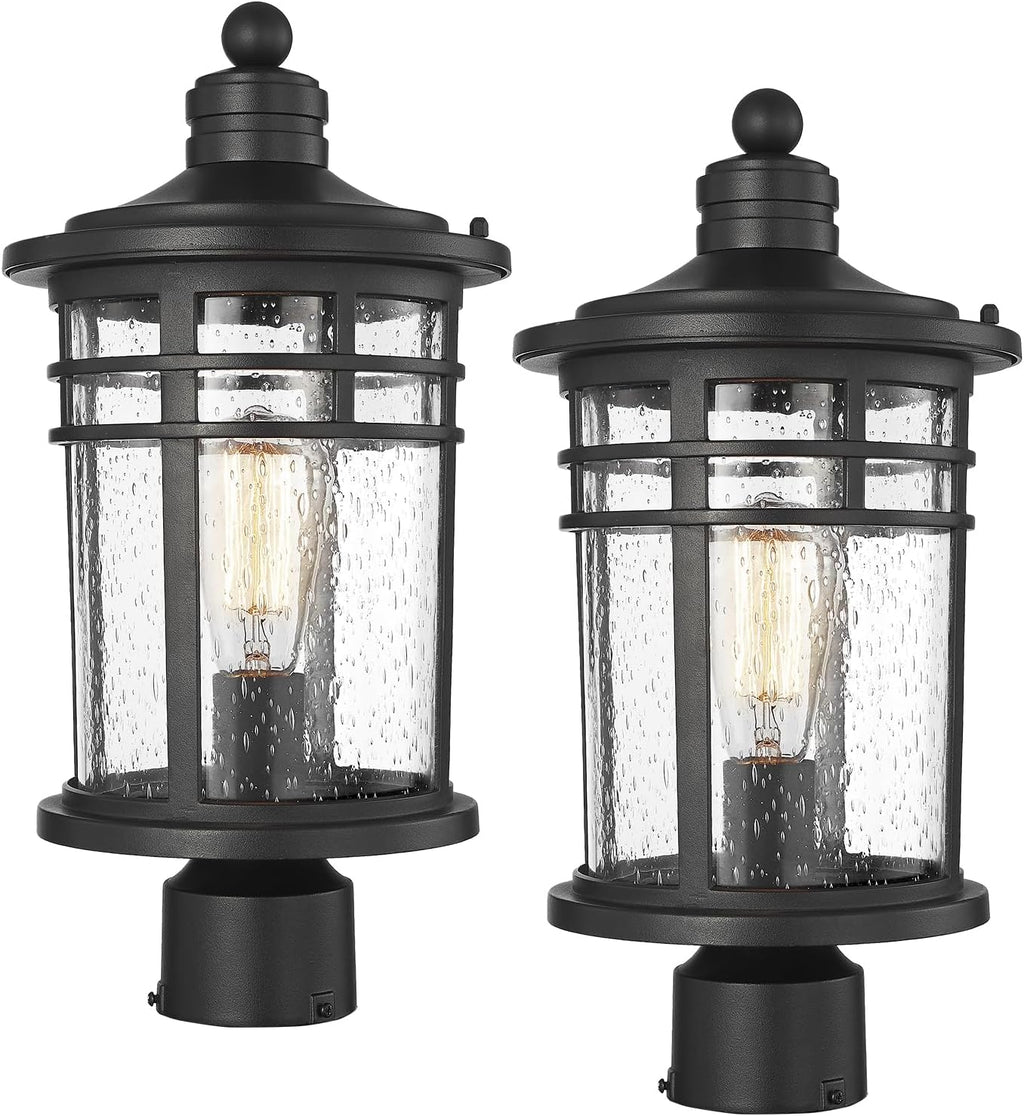 Darkaway Large Outdoor Post Lights Lamp Posts Outdoor Lighting, 17inch Post Lights Waterproof 2 Pack Outdoor Light Fixtures with Glassfor Outside Patio Yard Pathway