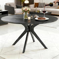 Bellemave Round Dining Table for 4-6, Solid Wood 47' Kitchen Table with Intersecting Pedestal Base, for Kitchen, Dining Room, Living Room (Black)