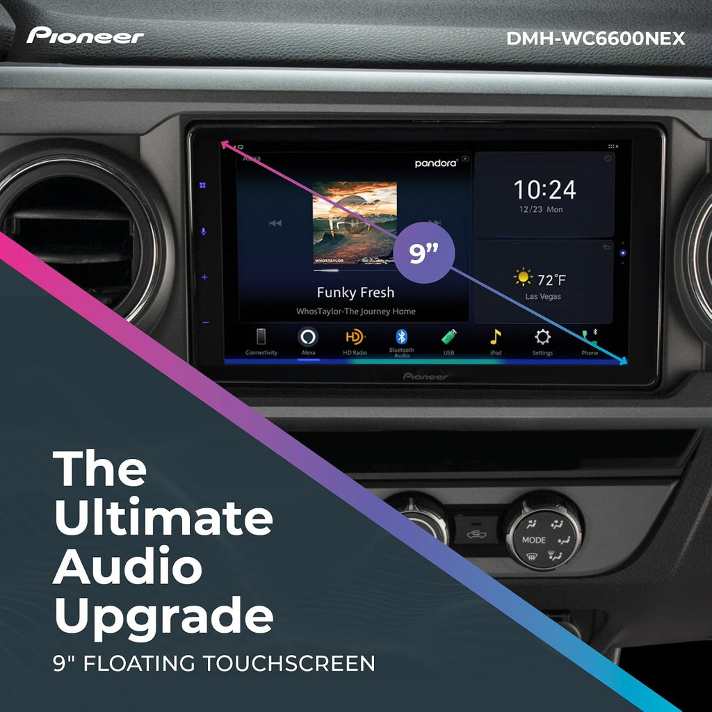 Pioneer DMH-WC6600NEX 9' Capacitive Touchscreen, Modular Chassis – Wireless & Wired Apple CarPlay & Android Auto, Amazon Alexa, Bluetooth, HD Radio, FLAC, Backup Camera, Hi-Volt RCA