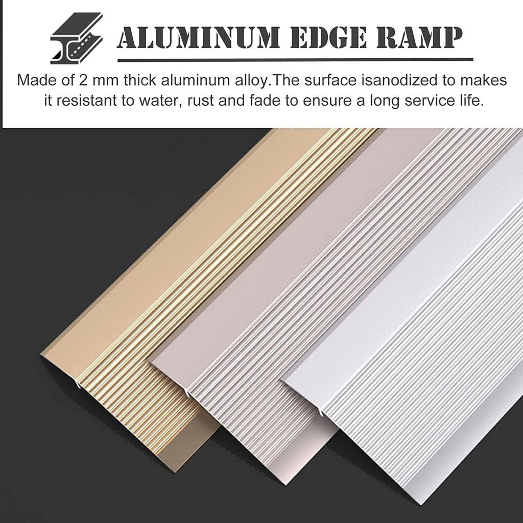 Carpet edging Floor Transition Strip Walker Entry Ramp,Transition Strip Extra Wide 4' Floor Transition Strip Heavy Duty Aluminum Threshold Strip,Vinyl/Tile/Wood/Laminate Edge Trim Strip,For Different