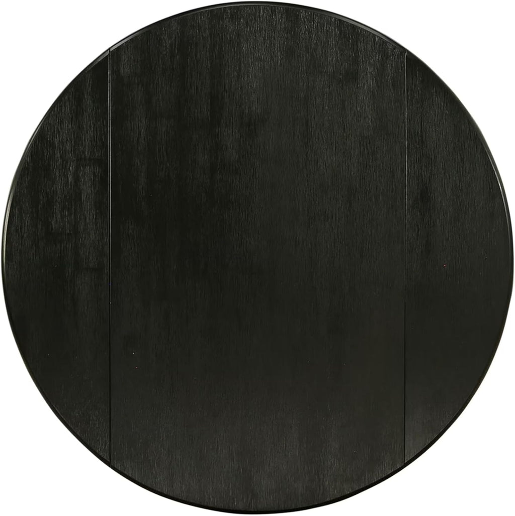 East West Furniture DLT-ABK-TP Dublin Dining Table - a Round Wooden Table Top with Dropleaf & Pedestal Base, 42x42 Inch, Wirebrushed Black