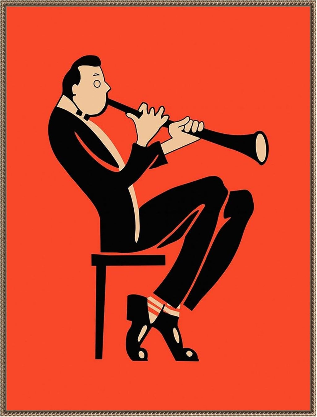 Amanti Art Framed Canvas Wall Art 42x32 The Clarinet by Mark Rogan, Framed Wall Art Canvas, Music Artwork, Traditional Decor, Oversize Poster Painting for Living Room, Bedroom, Bathroom, Kitchen,