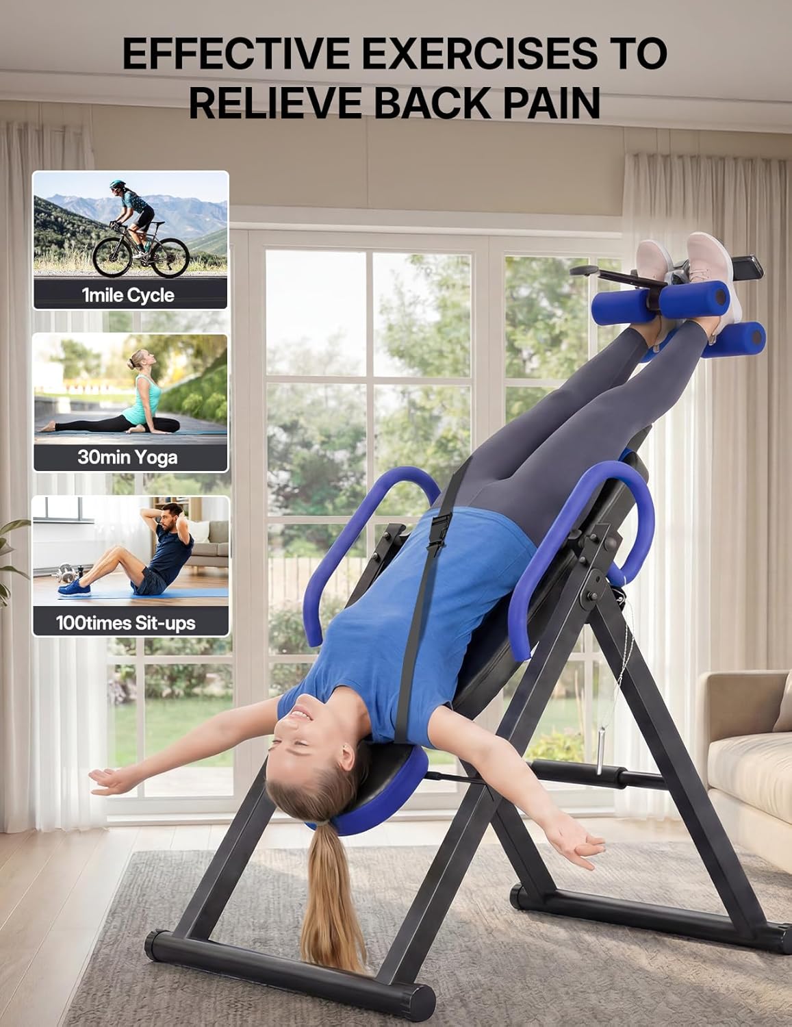 YOLEO Gravity Inversion Table for Back Pain Relief 2026 New Inversion Table w/Lumbar Support Easy to Assemble Back Stretcher Machine 300 lbs