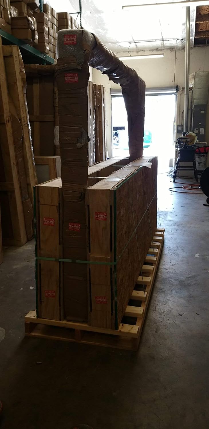 Carthage Exterior Pre-Hung Double Front Entry Door Wrought Iron with Operable Tempered Aqua Lite Glass Inside Swing Dark Bronze Finish (60 By 96 Right Hinge Active)