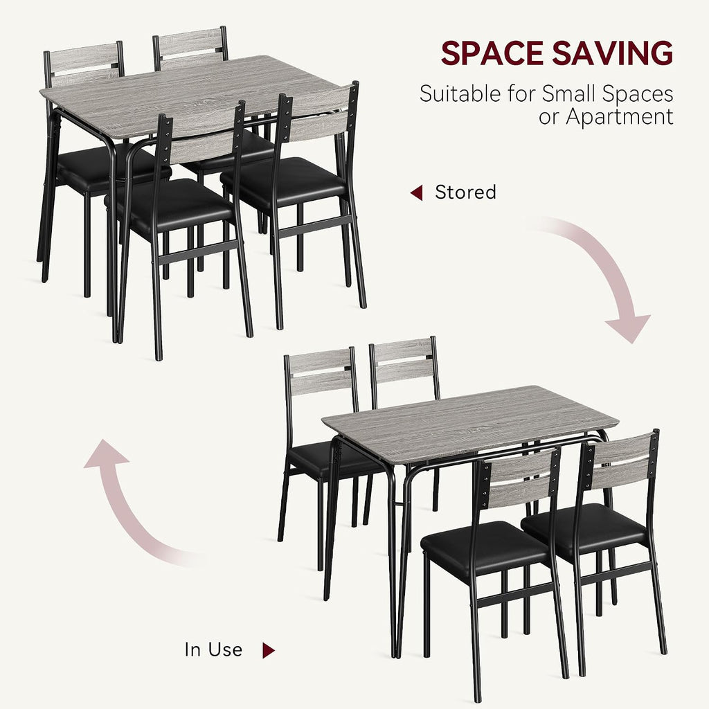 GarveeHome Dining Table for 2, Small Table and Chairs Set of 2, Square Dinette Set for 2, 3 Piece Kitchen & Dining Room Sets for Small Space (Oak, Table with 4 Upholstered Chairs)