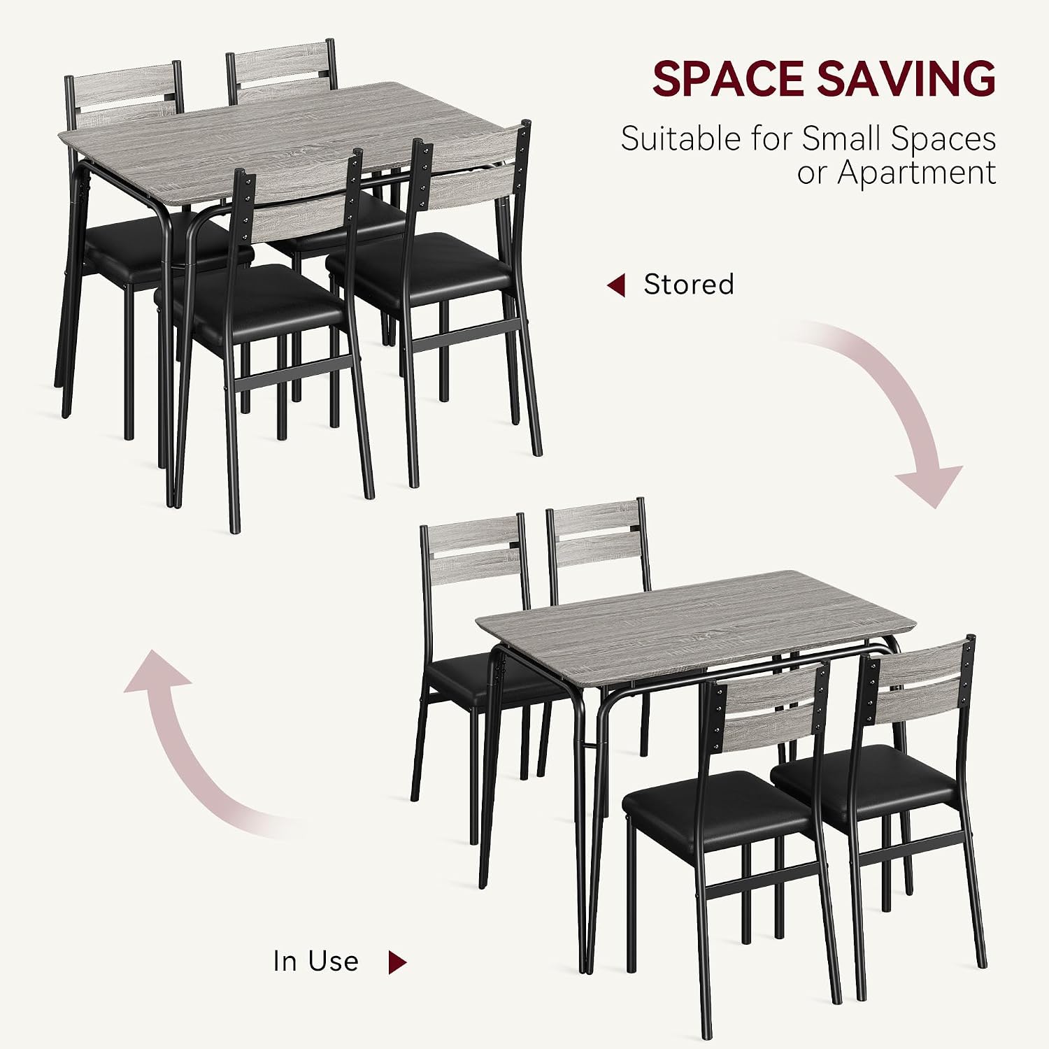 GarveeHome Dining Table for 2, Small Table and Chairs Set of 2, Square Dinette Set for 2, 3 Piece Kitchen & Dining Room Sets for Small Space (Oak, Table with 4 Upholstered Chairs)