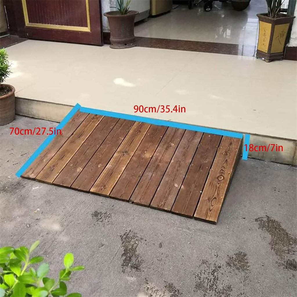Generic Entry Ramps for Wheelchairs for Home, Portable Anti-Skid Wood Threshold Ramps for Doorways 4'' 7'' 8'' 10'' 12'' Rise, Transition Ramp for Cars/Motorcycle/Disabled Chair(90x70x18cm)