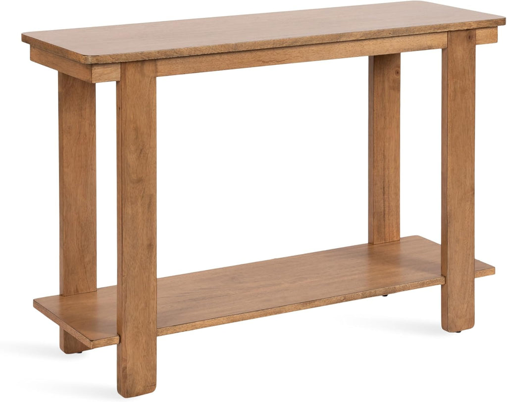 Kate and Laurel Foxford Tiered Rectangle Console Table, 42 x 14 x 30, Natural Brown, Transitional Two-Tier Wood Entryway Table with Storage for Use as Living Room Behind Couch Table