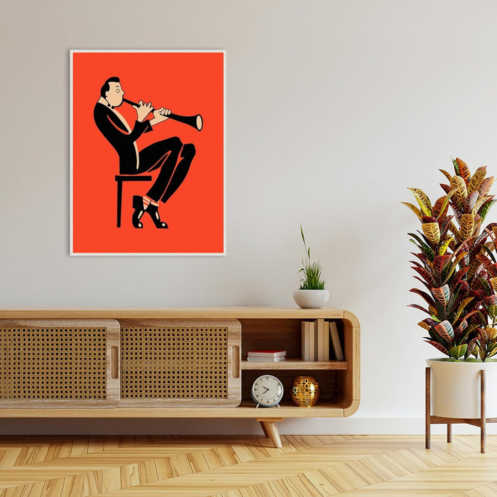 Amanti Art Framed Canvas Wall Art 42x32 The Clarinet by Mark Rogan, Framed Wall Art Canvas, Music Artwork, Traditional Decor, Oversize Poster Painting for Living Room, Bedroom, Bathroom, Kitchen,