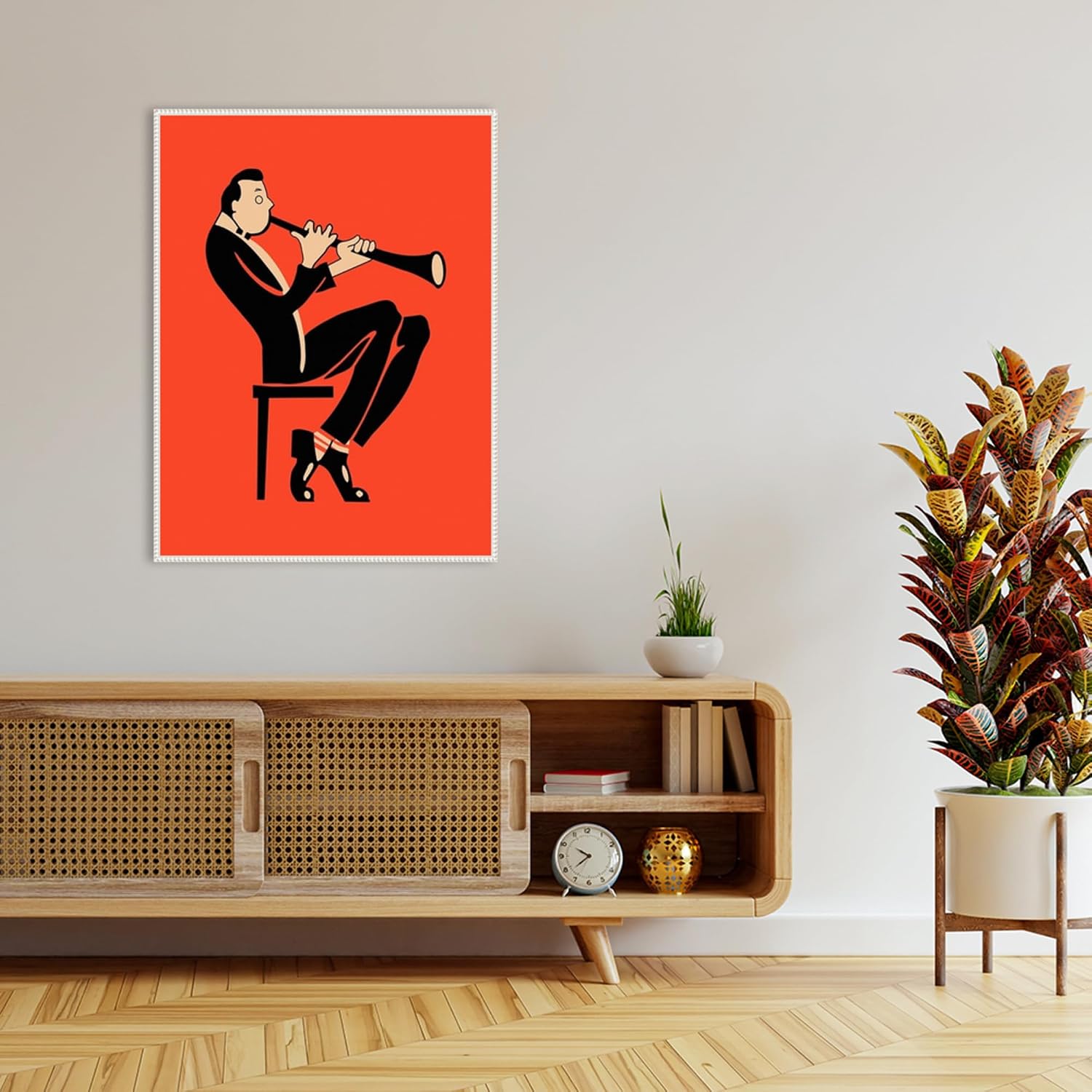 Amanti Art Framed Canvas Wall Art 42x32 The Clarinet by Mark Rogan, Framed Wall Art Canvas, Music Artwork, Traditional Decor, Oversize Poster Painting for Living Room, Bedroom, Bathroom, Kitchen,