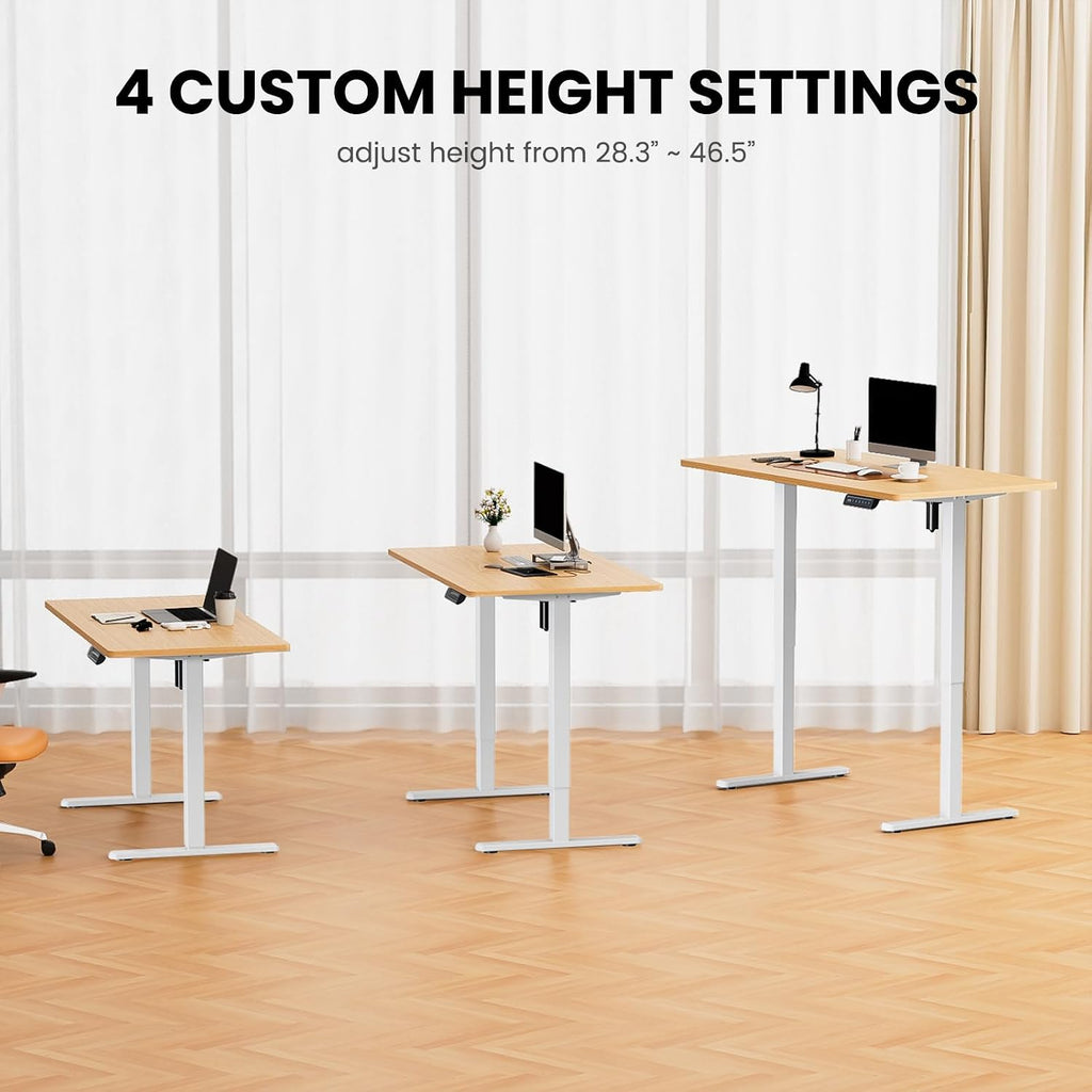 ErGear Electric Standing Desk Legs, 4 Memory Height Settings Height Adjustable Desk Frame, Sit Stand Table Legs Up to 47.2', Ergonomic Stand up Converter Base Workstation, White Frame Only