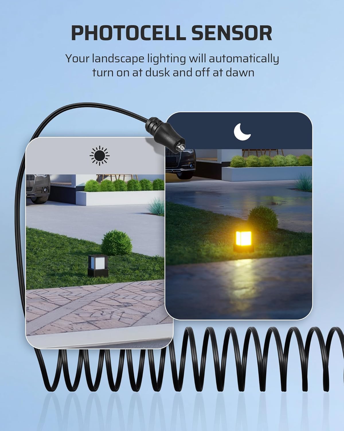 DEWENWILS 600W Low Voltage Landscape Transformer, 6 Independent Outputs, Low Voltage Transformer with Photocell Sensor, 120V to 12V/14V AC, Stainless Steels Landscape Lighting Transformer Outdoor
