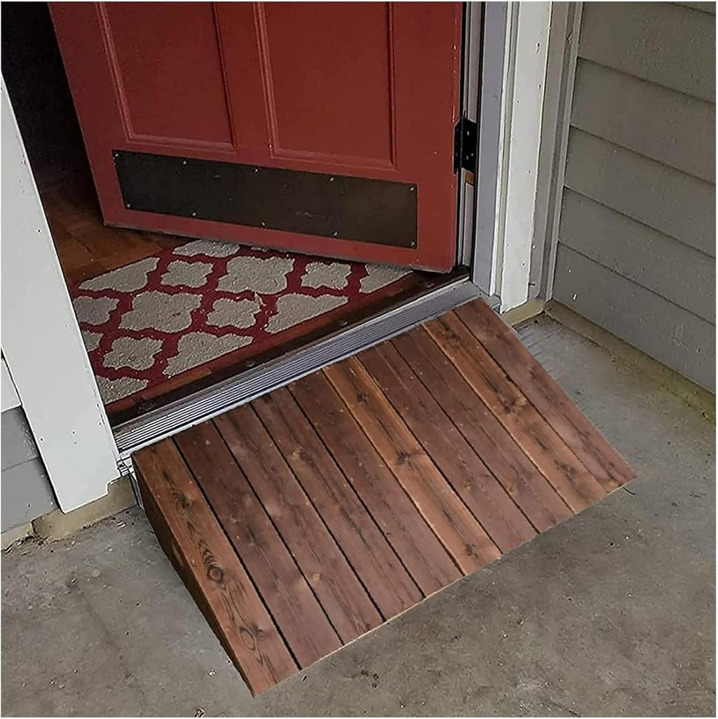 Ramps Threshold Ramp, Entry Door Threshold Ramp Wooden, Interior Exterior Doorway Wheelchair Ramp, Portable Non Slip Wood Step Ramp(60x50x10cm (23.6x19.7x4))