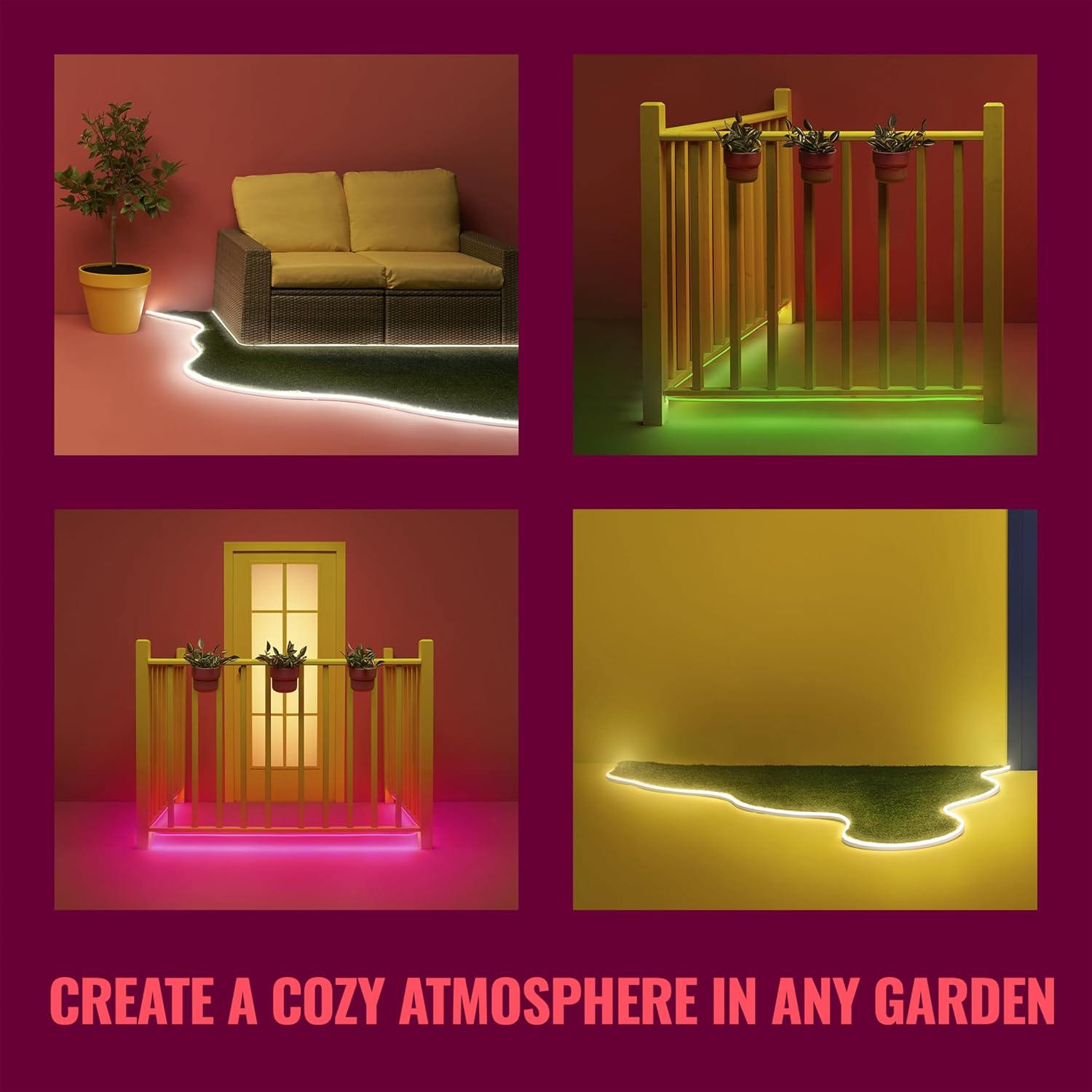 WiZ Connected 16 ft Outdoor LED Light Strip Base Kit with Plug - Flowing Multicolor LED Color-Changing Light Strip For Your Smart Home - Control App - Works with Voice