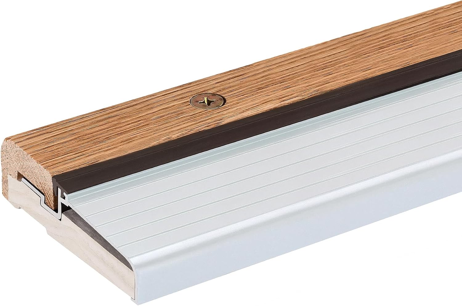 Randall Manufacturing Co., Inc Oak & Aluminum Adjustable Threshold 3 5/8' Wide Adjustable from 1 1/8' to 1 1/2' High (72' Long Silver)