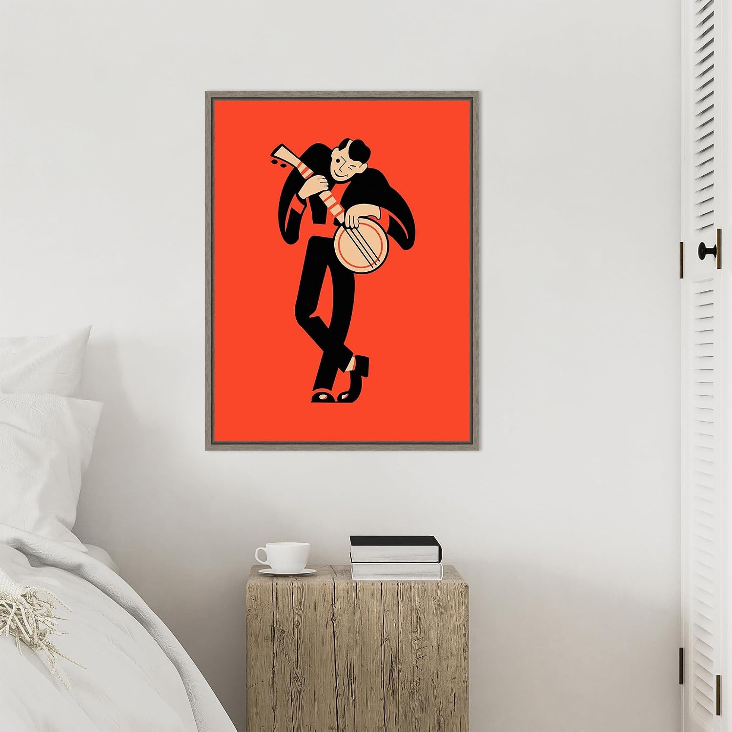 Amanti Art Framed Canvas Wall Art 30x23 The Banjo by Mark Rogan, Framed Wall Art Canvas, Music Artwork, Country Rustic Decor, Large Poster Painting for Living Room, Bedroom, Bathroom, Kitchen, Office