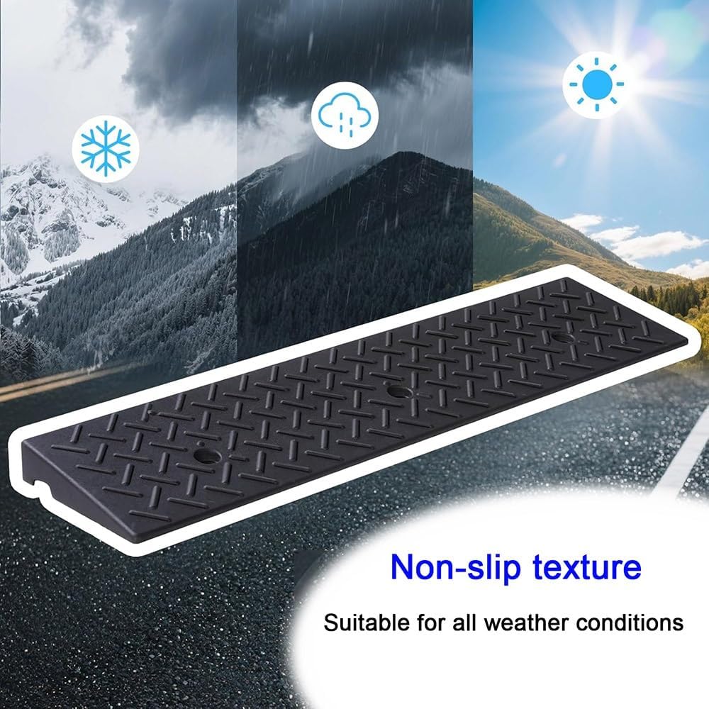 Portable Wheelchair Ramp Rubber Driveway Ramps Car Slope Ramp 1.5' 2' 2.4' 2.7' 3' 3.5' 4' Rise Threshold Ramp Loading Curb Ramp(7cm/2.7' Rise)