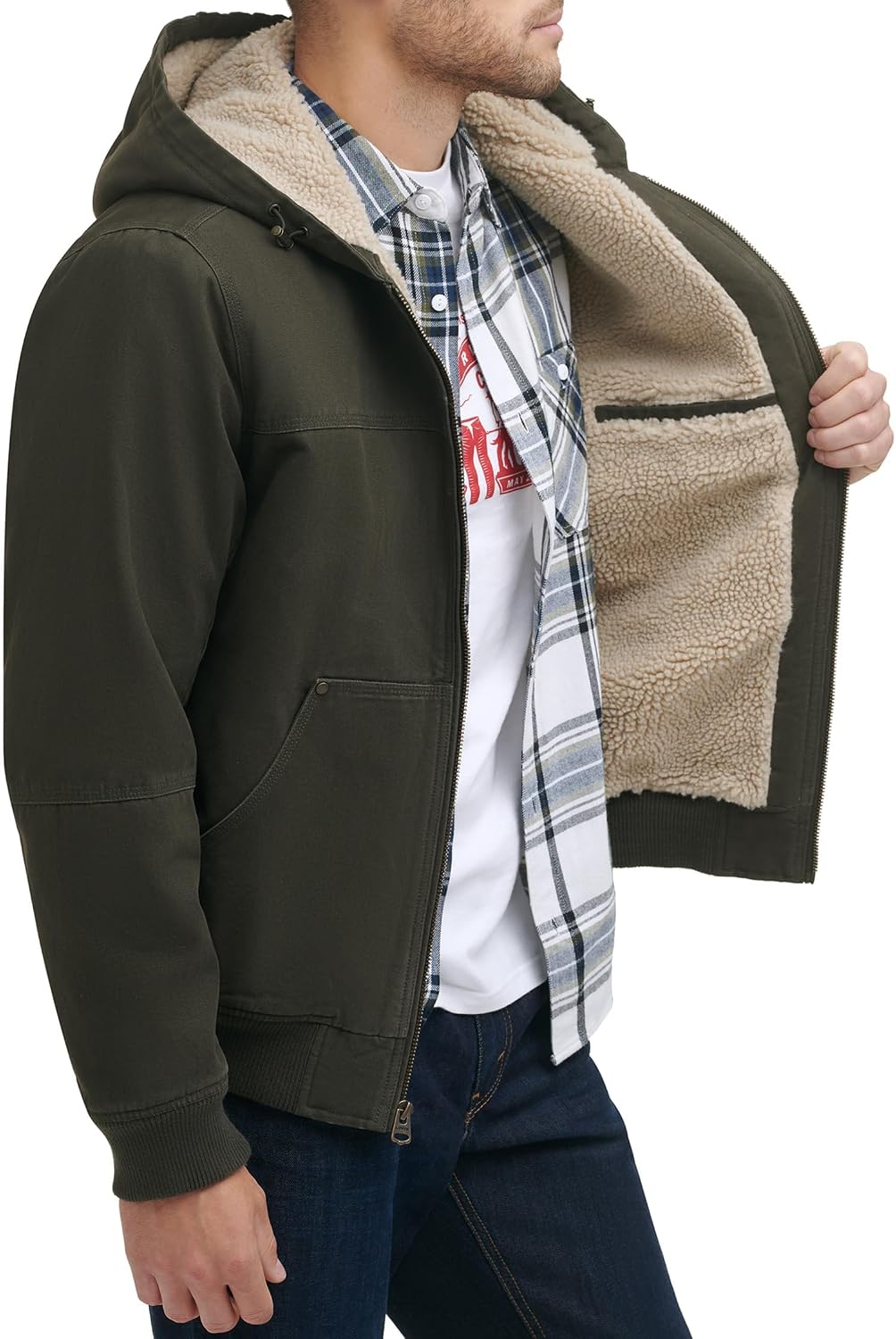 Levi's Men's Workwear Cotton Canvas Hooded Bomber Jacket