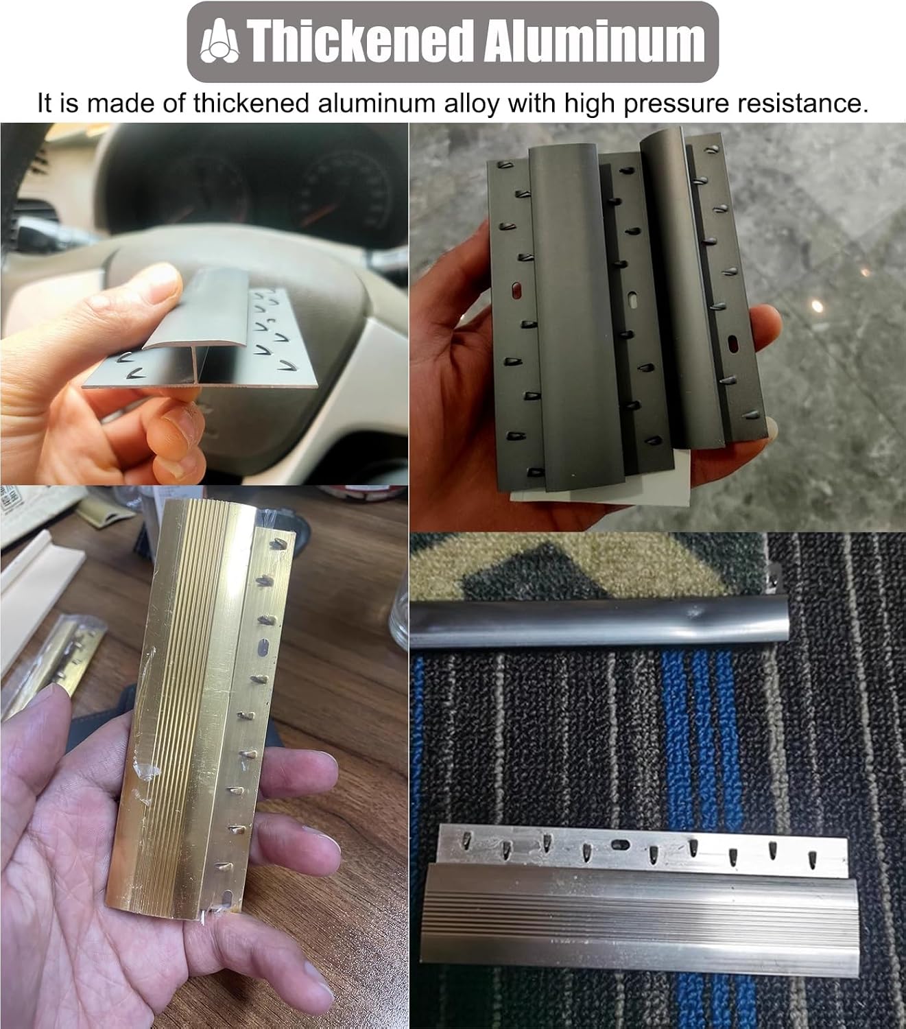 Floor Transition Strip Carpet Transition Tack Strip for Thresholds Edge Trim, Teeth Molding Thresholds Flap Bar for Doorways, Decorative Transitions Ramps Trim for Exterior(Gray)