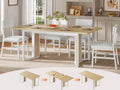 Itaar 5-Piece Dining Table Set for 4-6 People, 63' Extendable Kitchen Table and 4 Cushion Chairs, Dining Room Table with MDF Board & Metal Frame for Small Space, Easy Clean, Natural