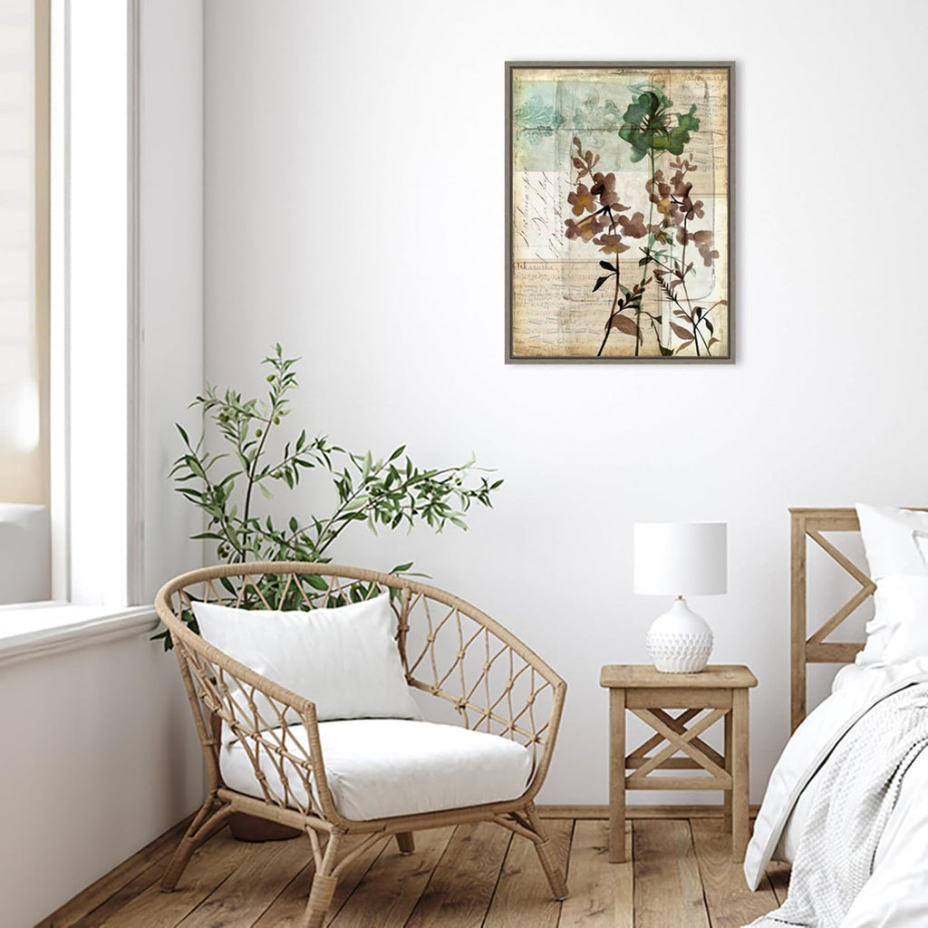 Amanti Art Framed Canvas Wall Art 30x23 Music Box Floral II by Jennifer Goldberger, Framed Wall Art Canvas, Flowers Artwork, Country Rustic Decor, Large Poster Painting for Living Room, Bedroom,