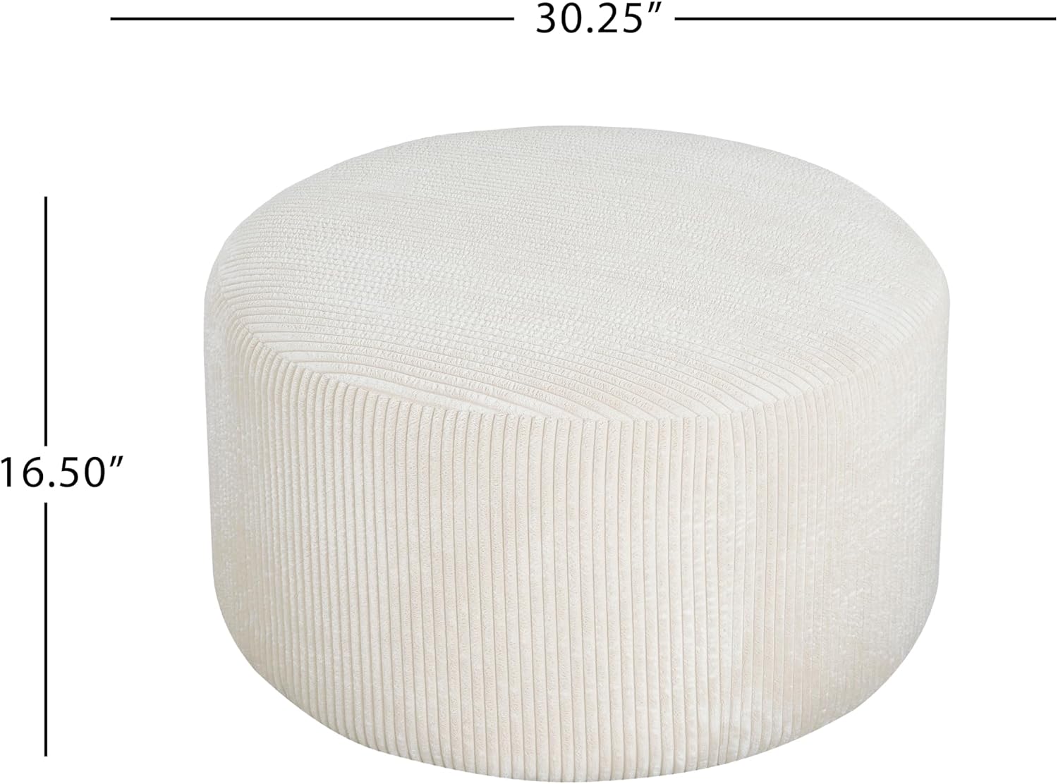Christopher Knight Home GAVI 30' Ottoman Foot Stool, Corduroy Pouf Footstool Ottoman Seat, Upholstered Foot Chair, Round Footrest, Modern Side Table for Living Room Bedroom Home Decor, Beige