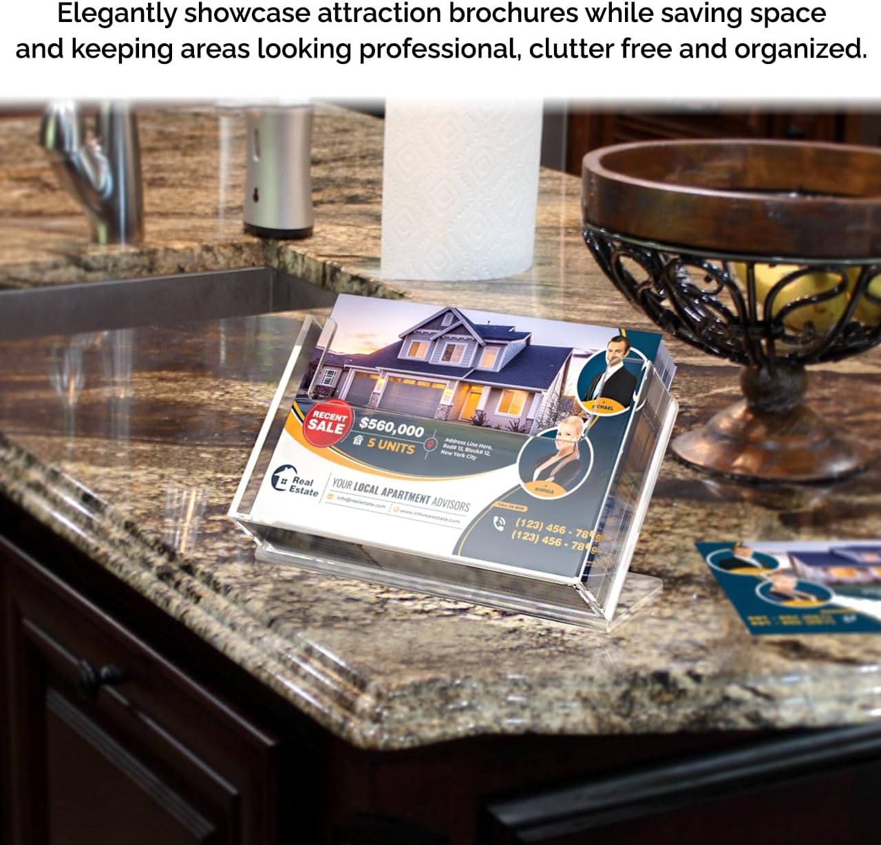 Marketing Holders 24 Pack Postcard Holder 6' Wide Index Cards Advertisements Countertop Display Printed Material Take One Post Card Rack Clear Acrylic