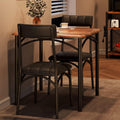 GarveeHome Dining Table Set for 2, Kitchen Table with 2 Upholstered Chairs, Wood Square Dining Table and Chairs Set for Small Space, Apartment, Dinner, Rustic Brown